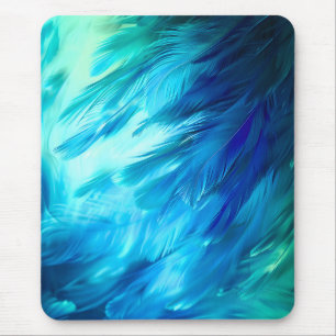 Blaugrüne Feder Abstrakt Mousepad