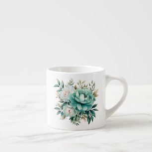 Blaugrüne Floral Espressotasse