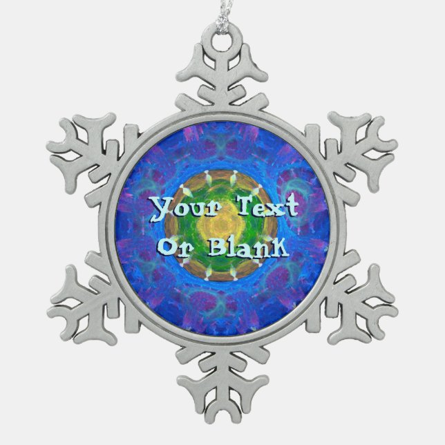 Blaugrüne Gefärbte Krawatte Schneeflocken Zinn-Ornament (Vorderseite)