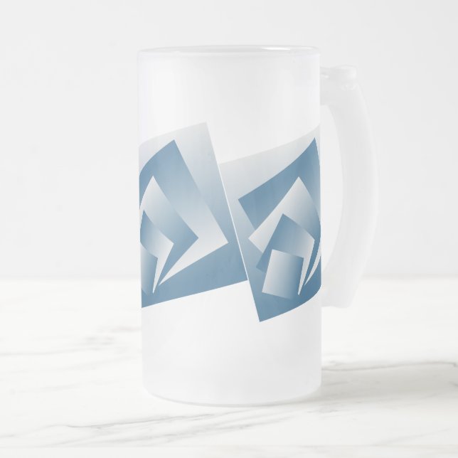 Blaugrüne Geometrie Mattglas Bierglas (VorderseiteRechts)