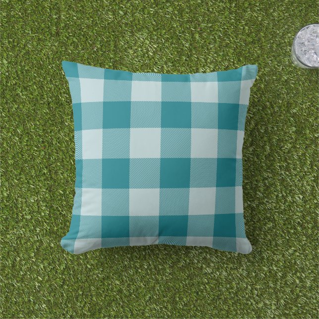 Blaugrüne Gingham-Karo-Buffalo-Karo Kissen (Golfball-Marker)
