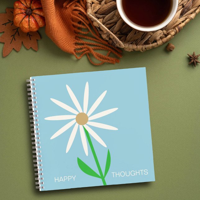 Blaugrüne glückliche Gedanken mit Daisy Notizbuch (Von Creator hochgeladen)