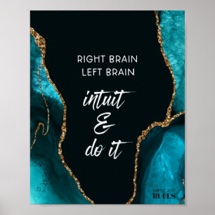 Blaugrüne Gold Achat BossLady Regeln Motivationszi Poster