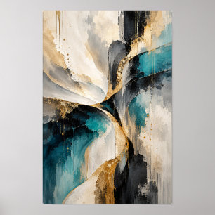 Blaugrüne Gold Flow Moderne Abstrakte Wandkunst Poster