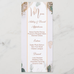 Blaugrüne goldene Blumen-Hochzeitsmenükarte Menükarte