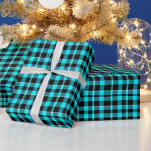 Blaugrüne Karo-Allerlei Geschenkpapier