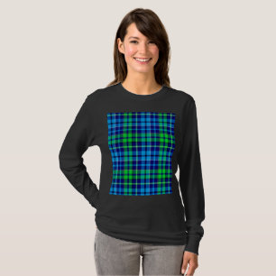Blaugrüne Karotartan Navyblau T-Shirt