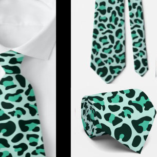 Blaugrüne Leopardenprint-Punkrock-Krawatte Krawatte