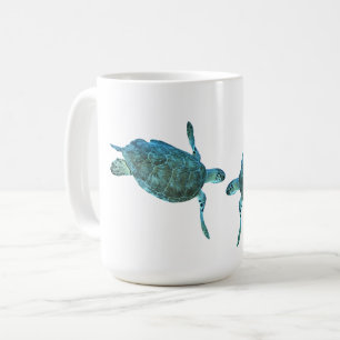 Blaugrüne Meeresschildkröten Ozean Elegante Strand Kaffeetasse