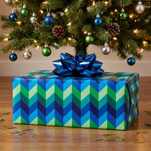 Blaugrüne Ombre-Chevron-Geschenkpapier Geschenkpapier