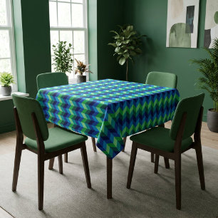 Blaugrüne Ombre-Chevrons kleine Tischdecke