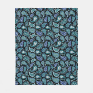 Blaugrüne Paisley-Blumenmuster  Fleecedecke