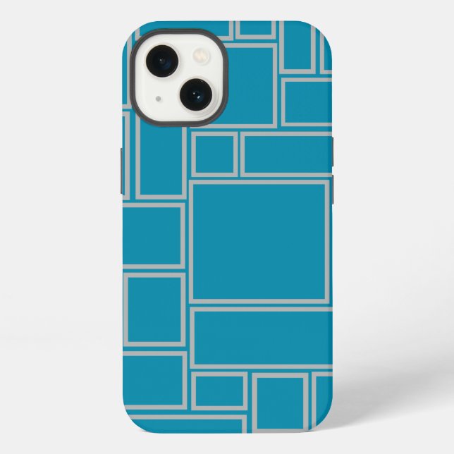 Blaugrüne Rechtecke  iPhone Hülle (Rückseite)