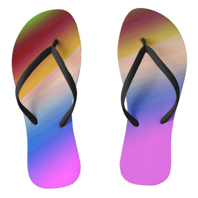 Blaugrüne Regenbogen-Abstrakt-Textur-Muster-Kunst Flip Flops (Fußbett)