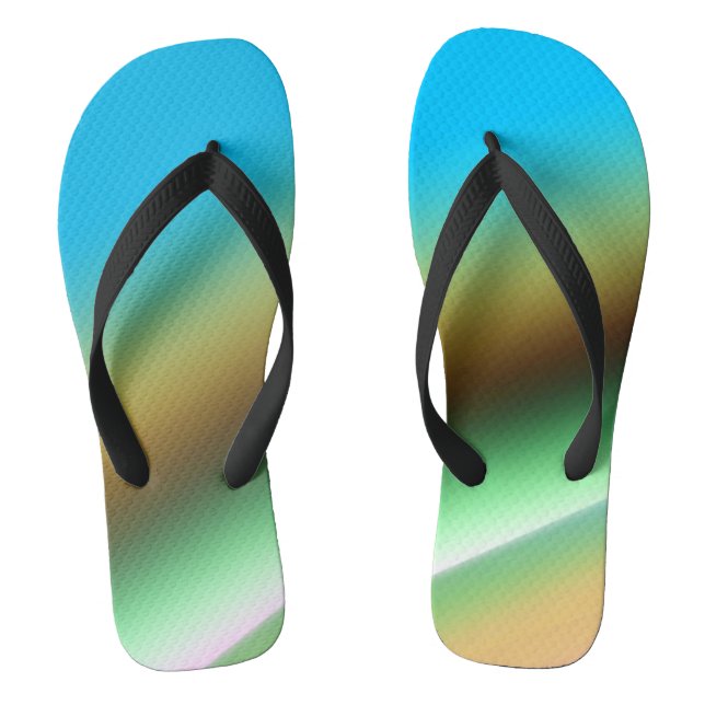 Blaugrüne Regenbogen-Abstrakt-Textur-Muster-Kunst Flip Flops (Fußbett)