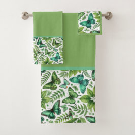Blaugrüne Schmetterlinge Badhandtuch Set