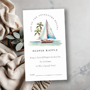 Blaugrüne Segelboot-Palm-Diaper-Verlosung-Baby-Par Begleitkarte