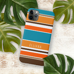Blaugrüne Sommer Orange Ocker Gelb Weiße Streifen iPhone 16 Pro Max Hülle