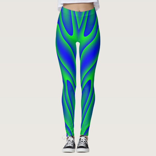Blaugrüne Strudel-Leggings Leggings (Vorderseite)