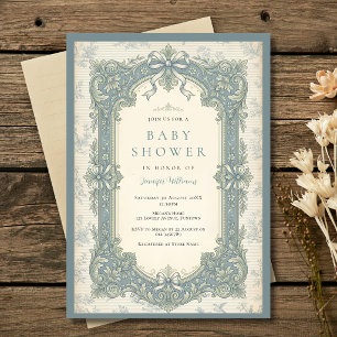 Blaugrüne Toile-Baby-Shower-Einladung Einladung