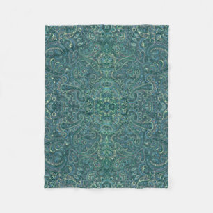 Blaugrüne Töne Vintage-Blumen-Paisley Fleecedecke