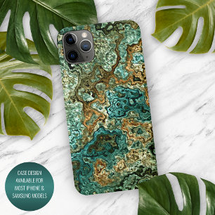 Blaugrüne Türkis Gold Braune Mineralien Marmor Kun iPhone 16 Pro Max Hülle