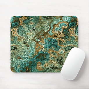 Blaugrüne Türkis Gold Braune Mineralien Marmor Mus Mousepad