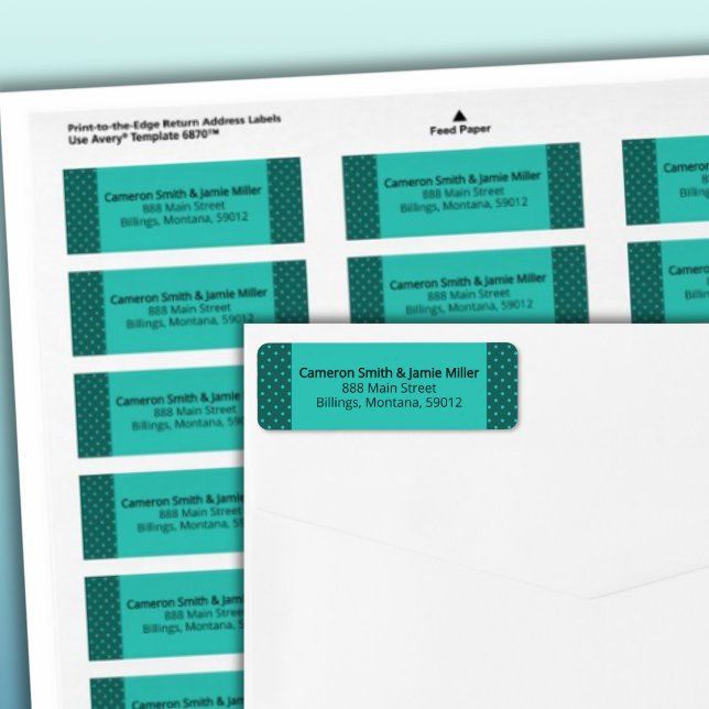 Blaugrüne Türkis Punkte Rücksendeadresse (Teal Turquoise Polka Dots Return Address Label)