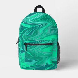 Blaugrüne/Türkisfarbene Wirbelkunst Bedruckter Rucksack