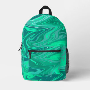 Blaugrüne/Türkisfarbene Wirbelkunst Bedruckter Rucksack