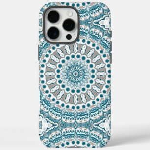 Blaugrüne und Beige moderne Mandala-Design iPhone 16 Pro Max Hülle