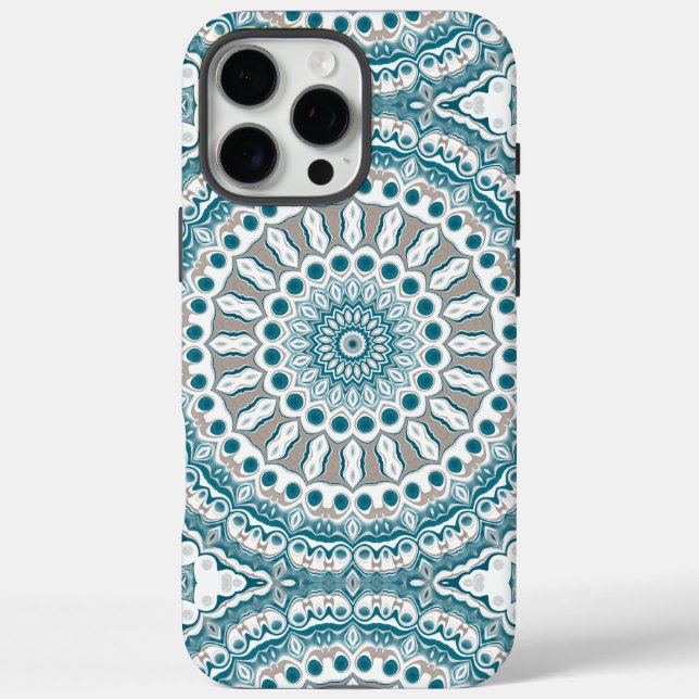 Blaugrüne und Beige moderne Mandala-Design Case-Mate iPhone Hülle (Rückseite)