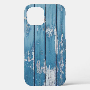 Blaugrüne und braune Holzplatte iPhone 12 Hülle