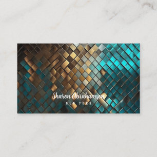 Blaugrüne und goldene Drachen-Faux-Glitter Visitenkarte