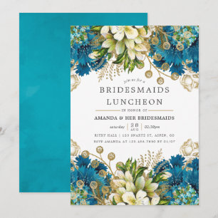Blaugrüne und goldene shabby-chicke Damenlunch für Einladung