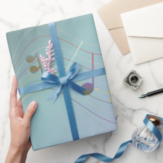 Blaugrüne und lila Gradienten Noten Geschenkpapier