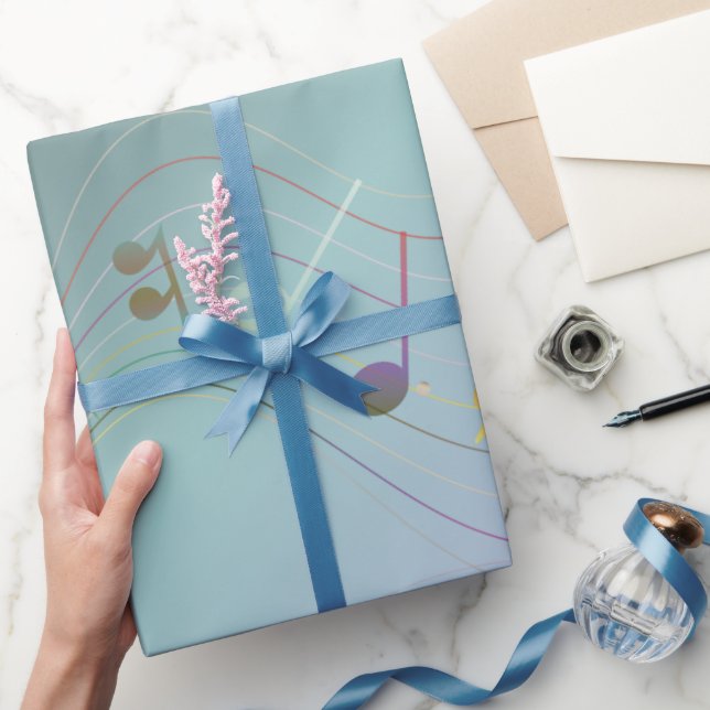 Blaugrüne und lila Gradienten Noten Geschenkpapier (Schenken)