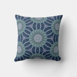 Blaugrüne und marineblaue geometrische Kaleidoskop Kissen
