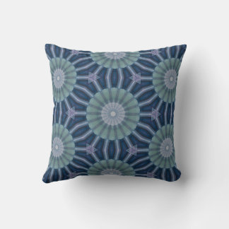 Blaugrüne und marineblaue geometrische Kaleidoskop Kissen