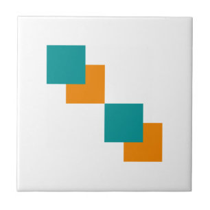 Blaugrüne und Tangarinen minimale Quadrate Fliese