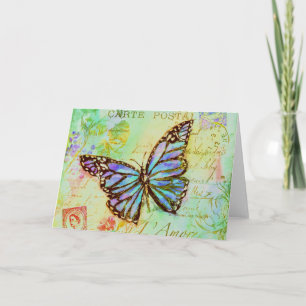 Blaugrüne und violette Schmetterling Karte