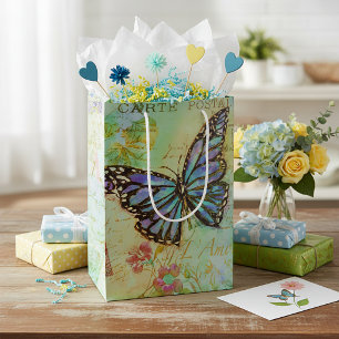 Blaugrüne und violette Schmetterlinge Mittlere Geschenktüte
