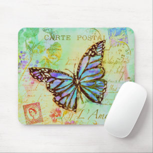 Blaugrüne und violette Schmetterlinge Mousepad