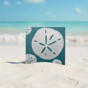 Blaugrüne und weiße tropische Strand-Sand-Dollar-F Fliese