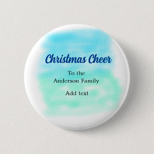 Blaugrüne Wasserfarbe Weihnachtsfeiertag Familie h Button