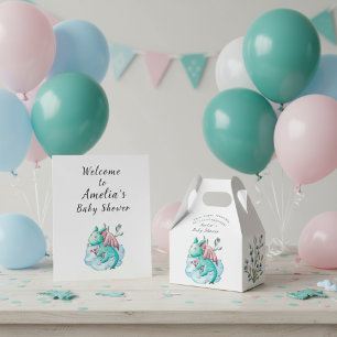 Blaugrüner Aquarell-Drache Baby Shower Fantasie  Geschenkschachtel