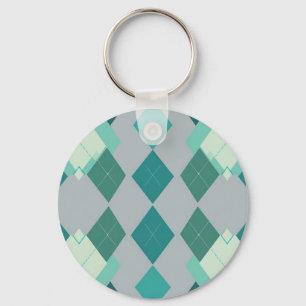 Blaugrüner Argyle-Diamant-Muster Schlüsselanhänger
