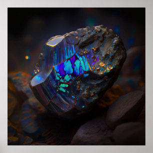 Blaugrüner Boulder-Opal inspirierter Felsen Poster