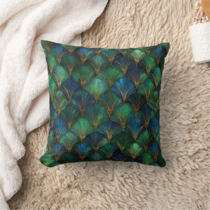 Blaugrüner geometrischer Art Deco Entwurf Kissen