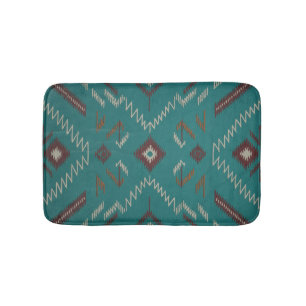 Blaugrüner geometrischer Navajo im Südwesten-Stil Badematte